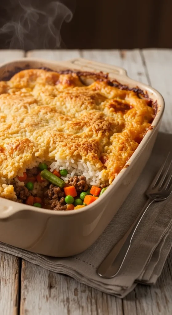 Beef and Rice Veggie Bake