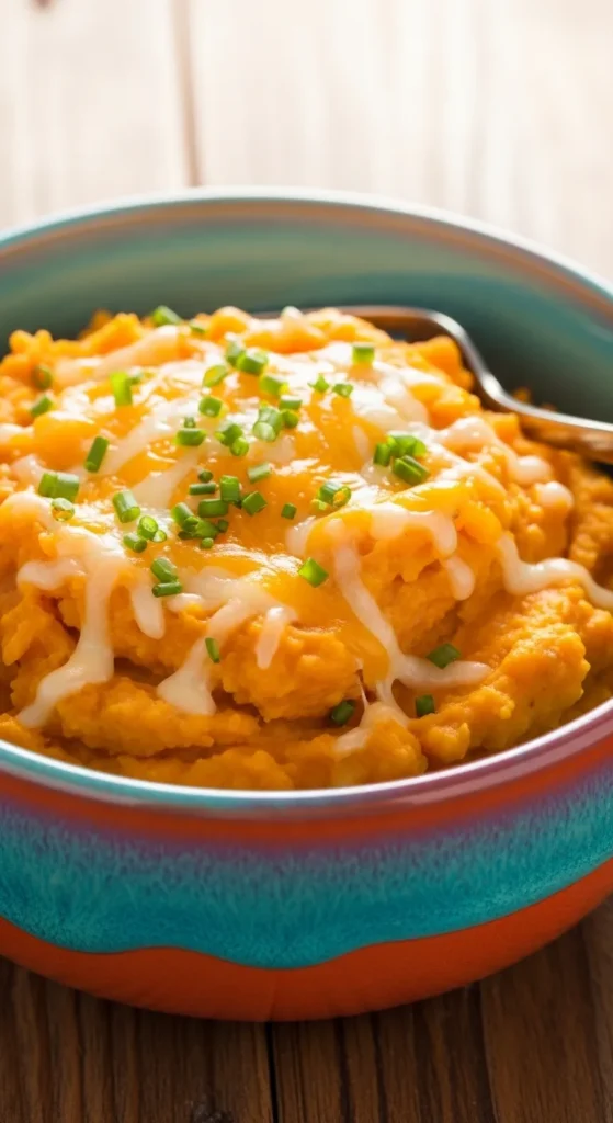 Cheddar and Chive Mashed Sweet Potatoes