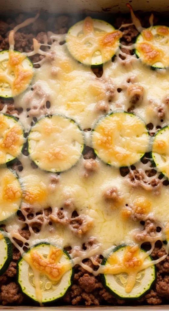 Cheesy Beef Zucchini Bake
