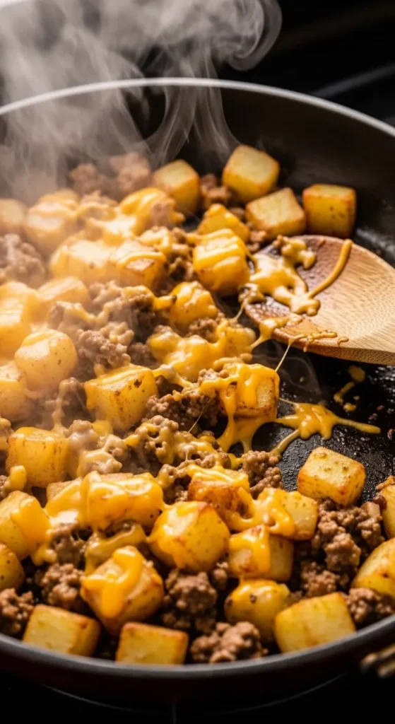 Cheesy Beef and Potato Skillet