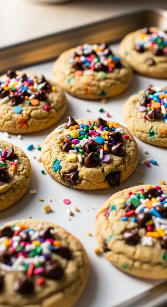 Chewy Chocolate Chip Cookies with Sprinkles