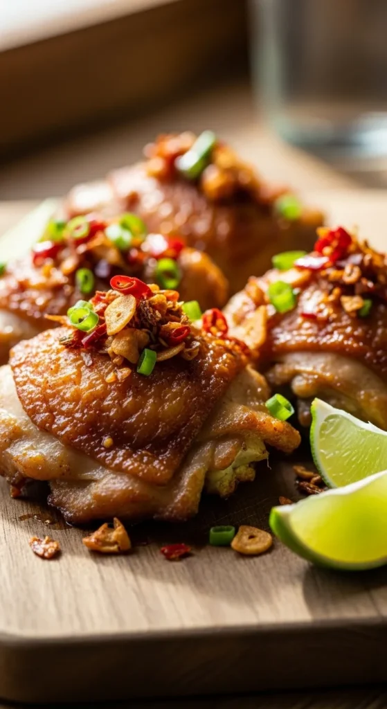 Chili Garlic Crunch Chicken Thighs