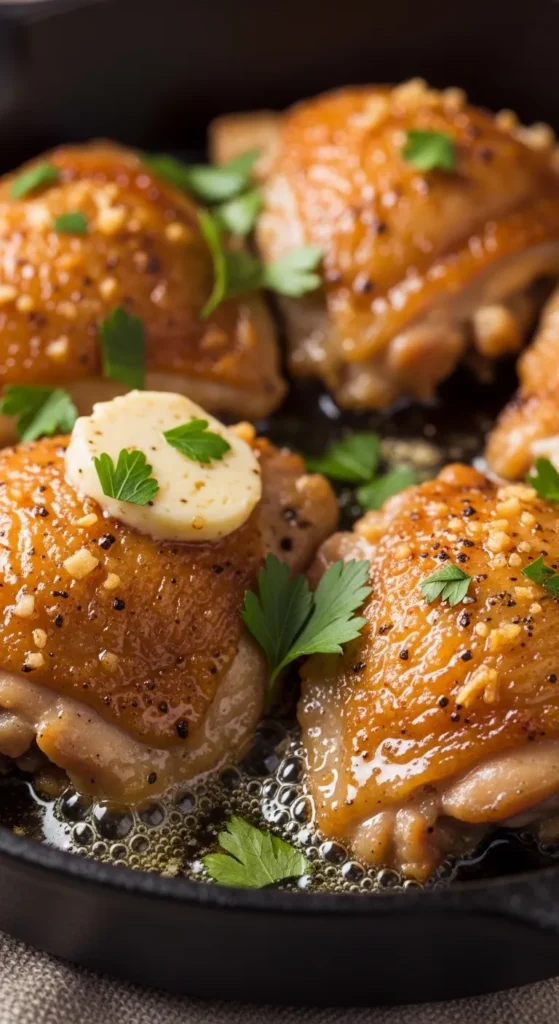 Classic Garlic Butter Crispy Chicken Thighs