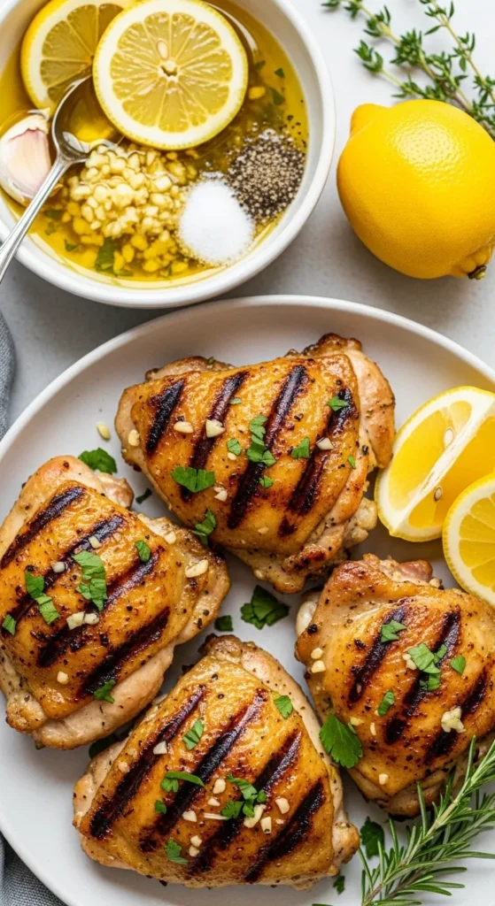 Classic Garlic Lemon Grilled Chicken Thighs