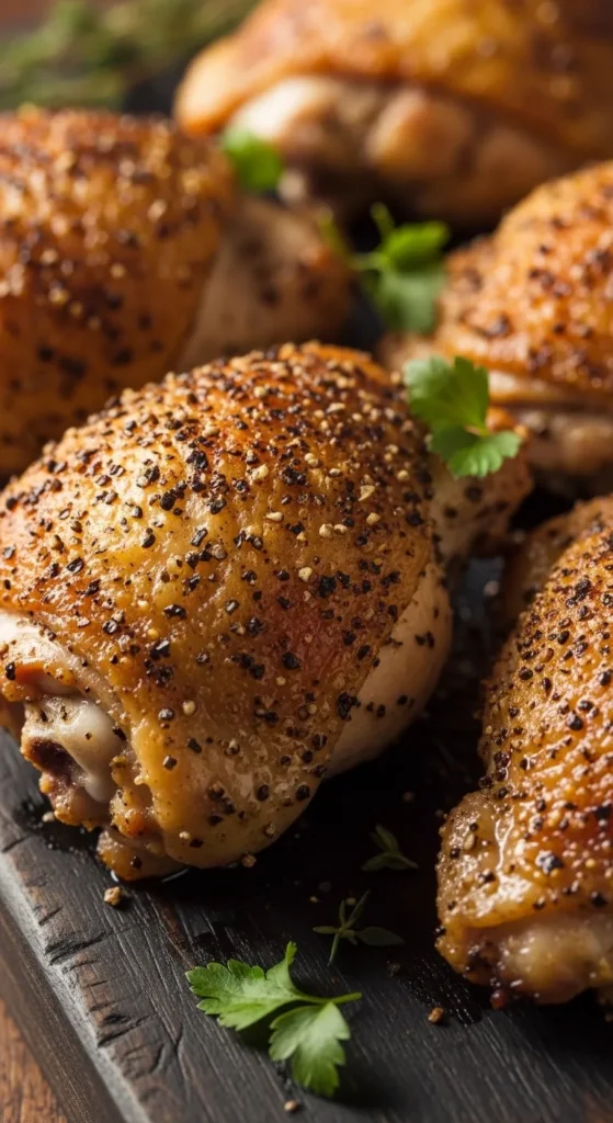 Crispy Black Pepper Chicken Thighs