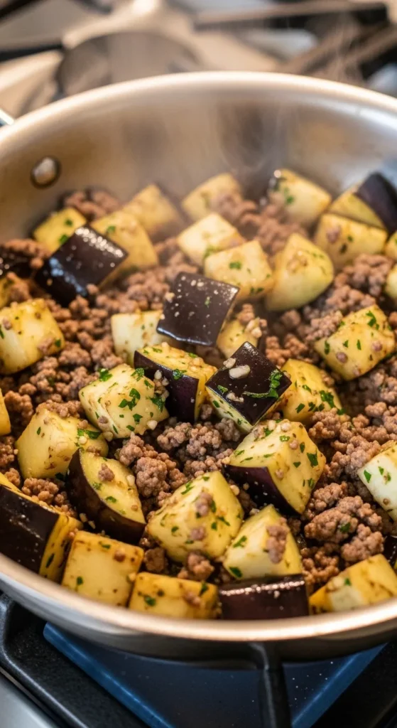 Eggplant Beef Stir Fry