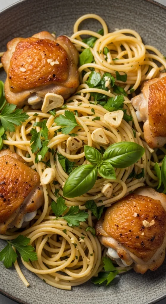 Garlic Herb Chicken Thigh Spaghetti