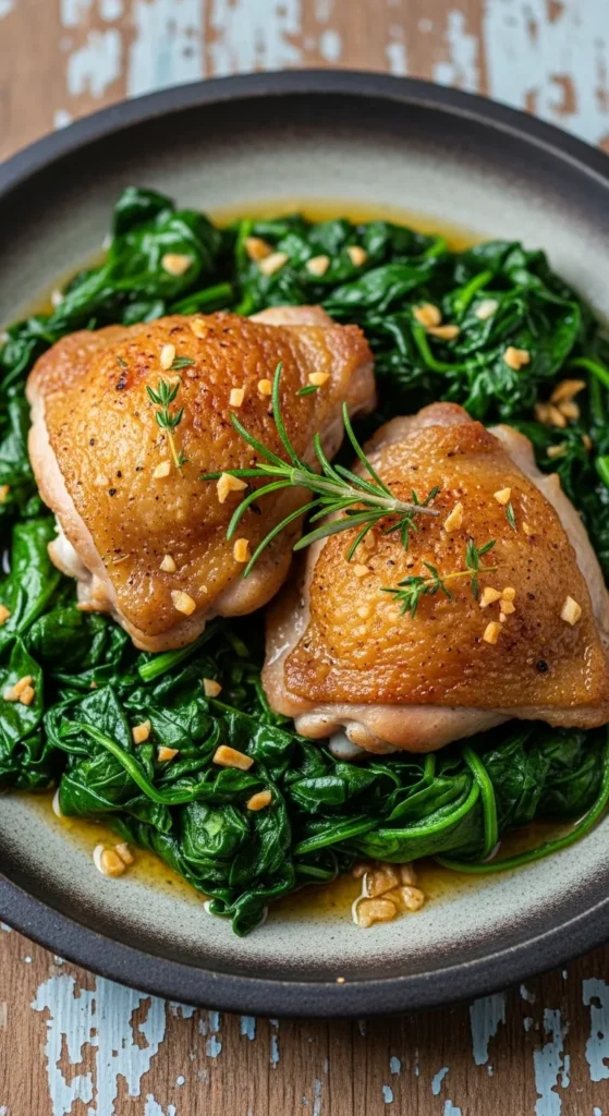  Garlic Spinach Chicken Thighs