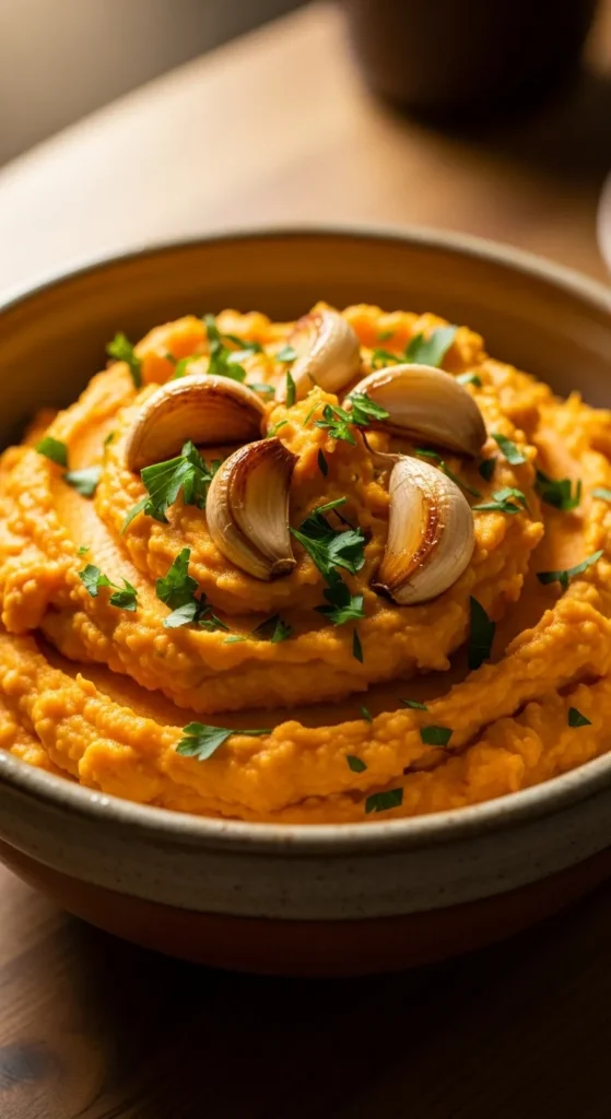 Garlic and Herb Mashed Sweet Potatoes