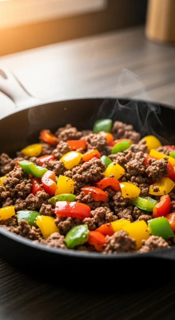 Ground Beef and Bell Pepper Hash