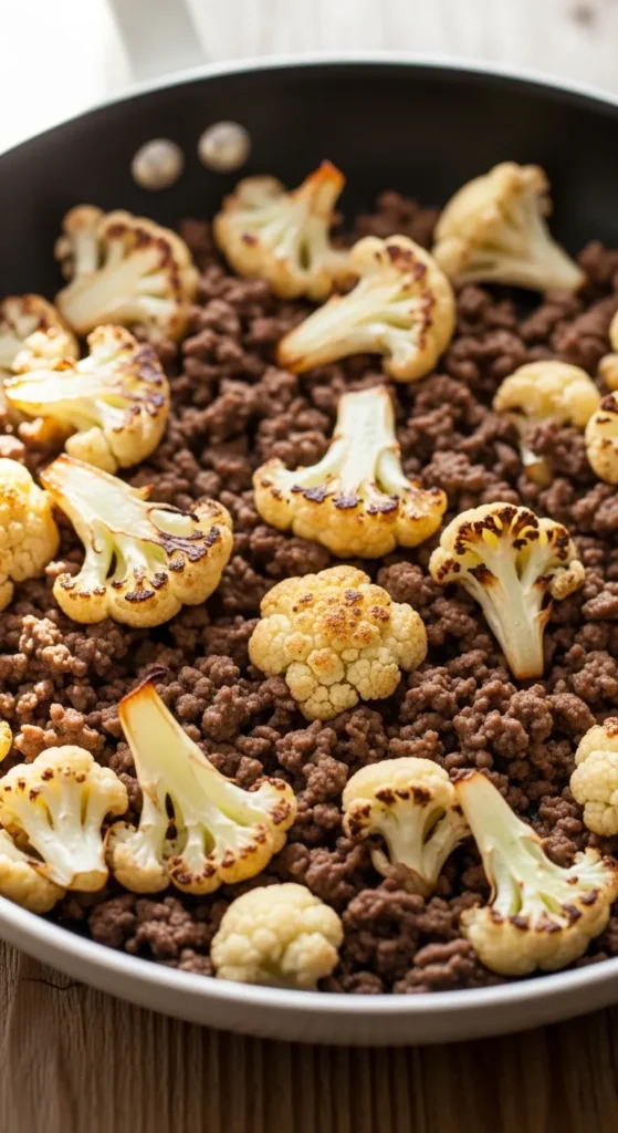 Ground Beef and Cauliflower Skillet