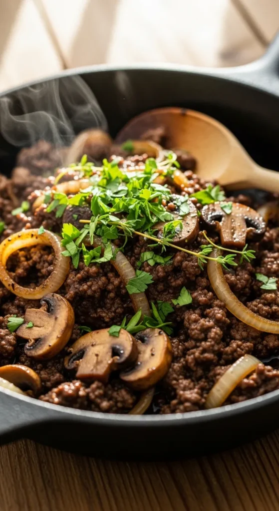 Ground Beef and Mushroom Skillet