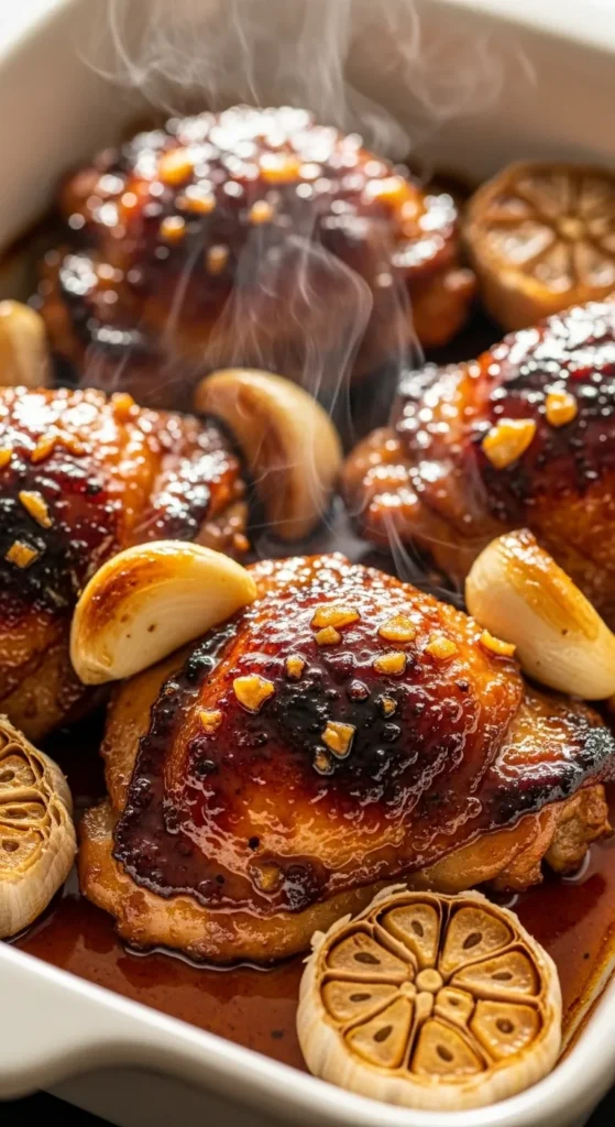 Honey Garlic Baked Chicken Thighs
