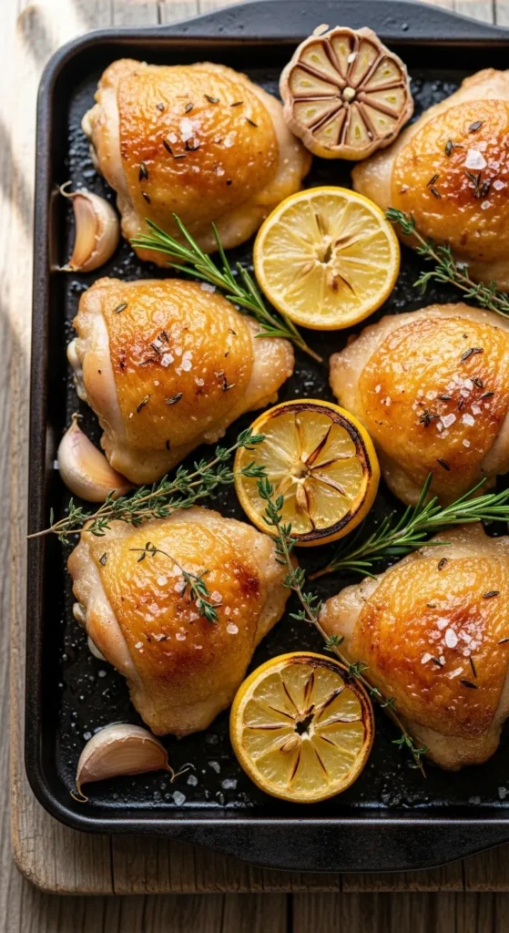  Lemon Garlic Baked Chicken Thighs