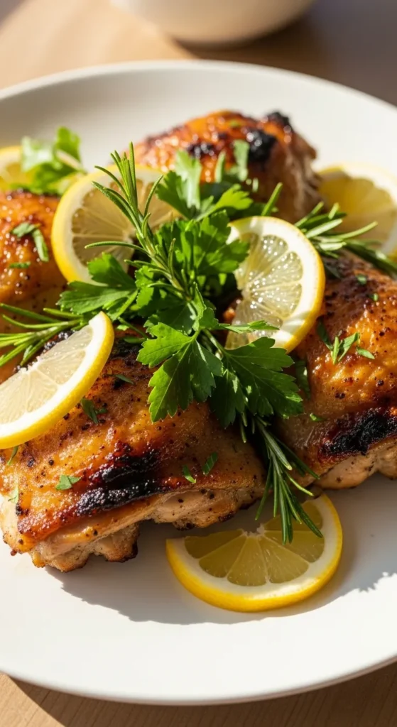 Lemon Herb Crispy Chicken Thighs