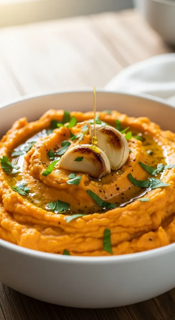 Mashed Sweet Potatoes with Garlic