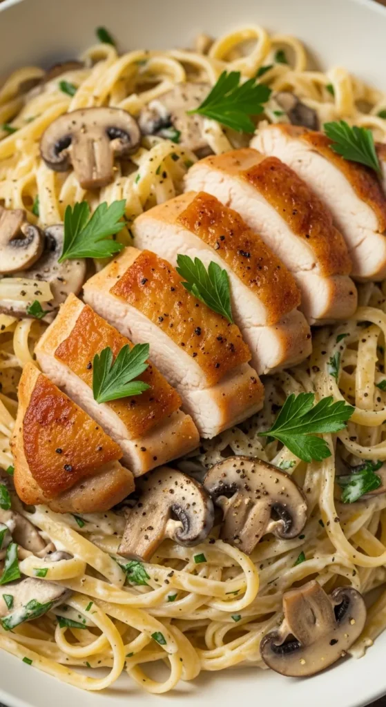 Mushroom Chicken Thigh Cream Pasta