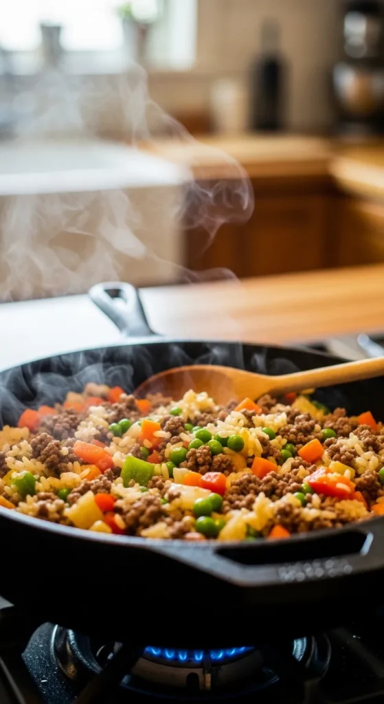 One-Pan Beef and Rice Skillet
