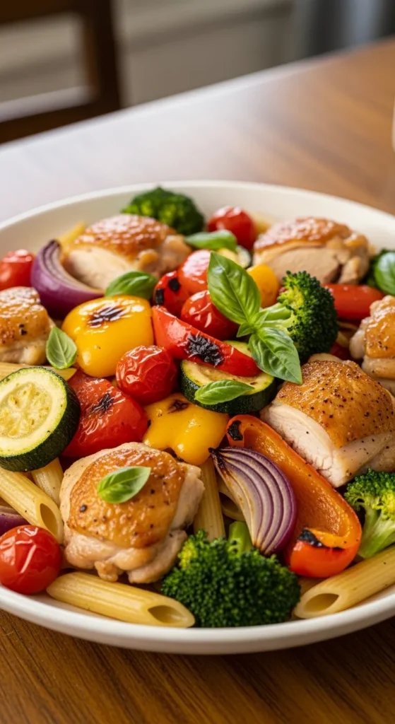 Roasted Veg Chicken Thigh Pasta
