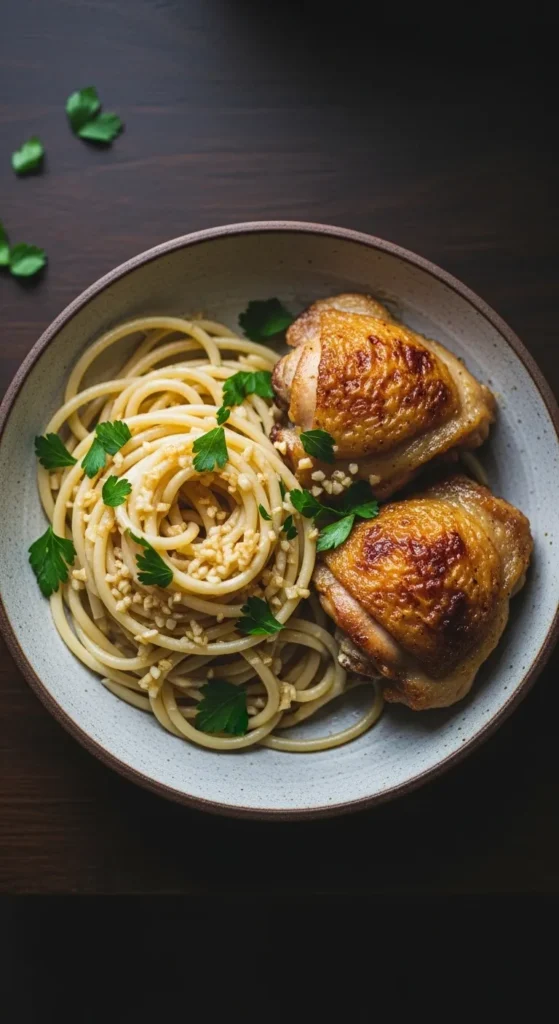 Simple Garlic Oil Chicken Pasta