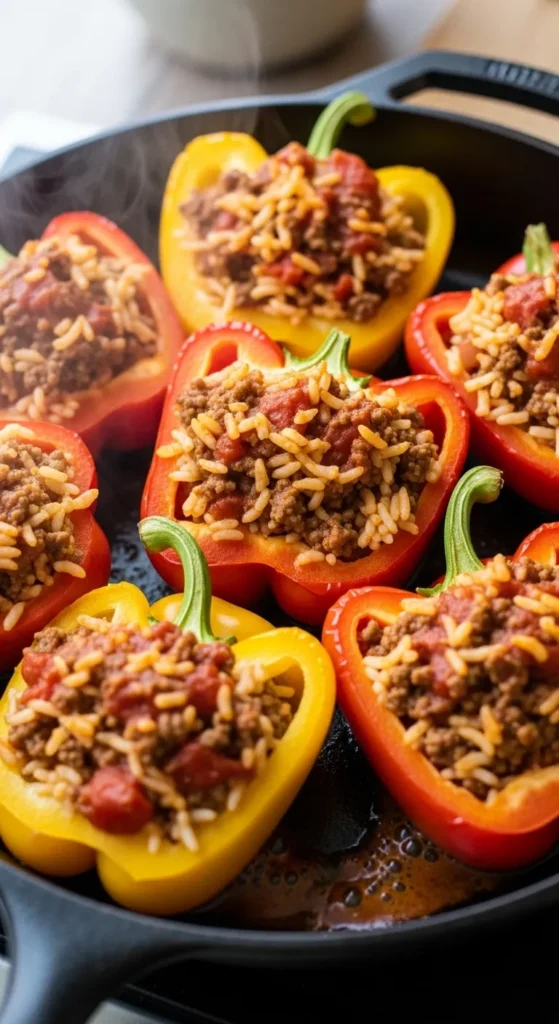 Skillet Beef Stuffed Peppers