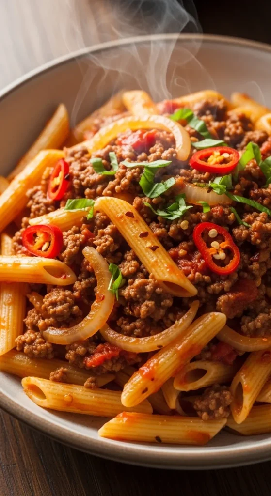 Spicy Beef Pasta Bowl
