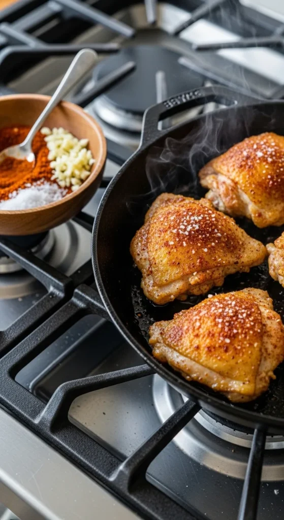 Spicy Pan-Fried Chicken Thighs