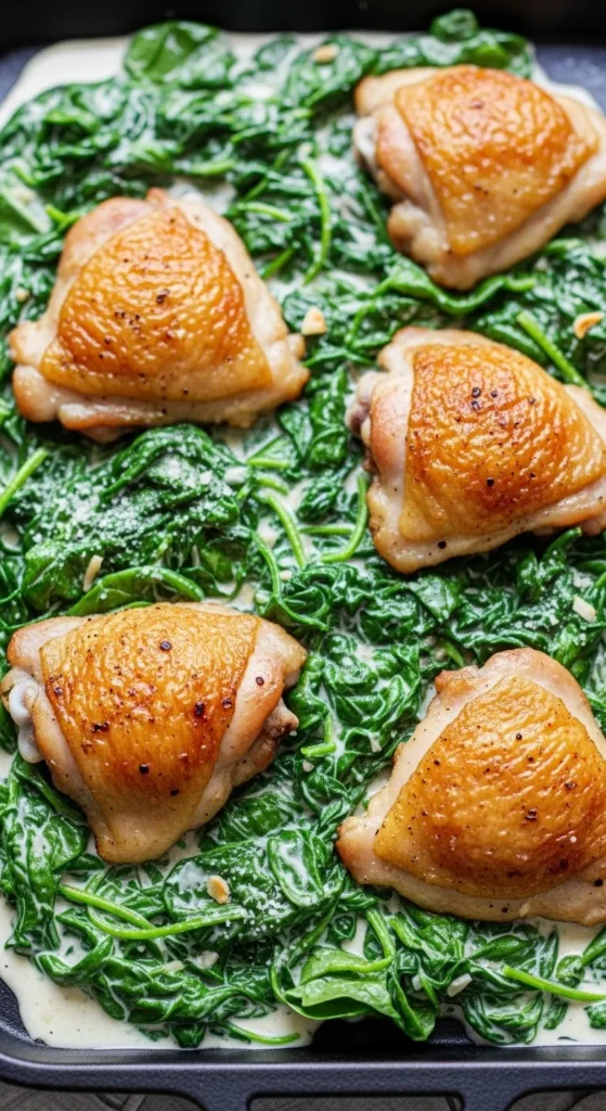 Spinach Cream Chicken Thighs