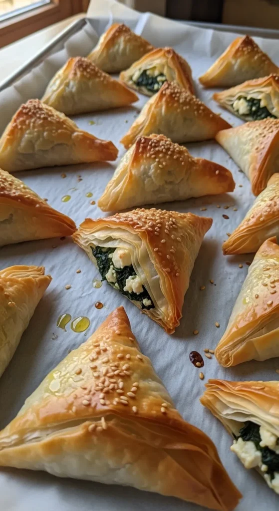 Spinach Feta Phyllo Triangles