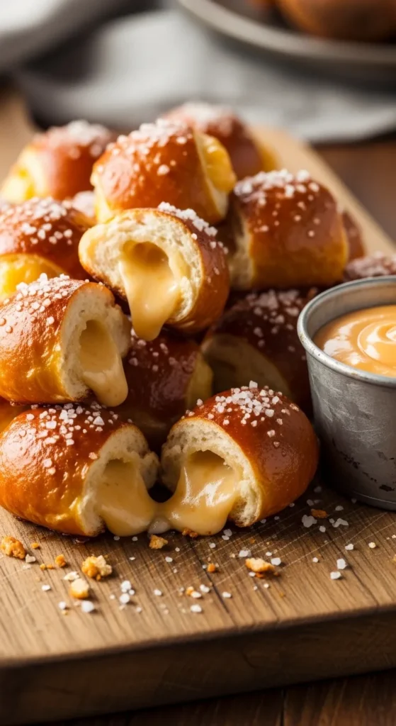 Spinach and Cheese Stuffed Pretzel Bites