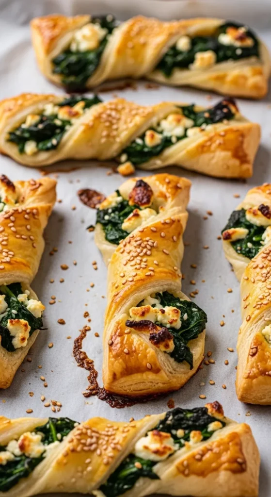  Spinach and Feta Puff Pastry Twists