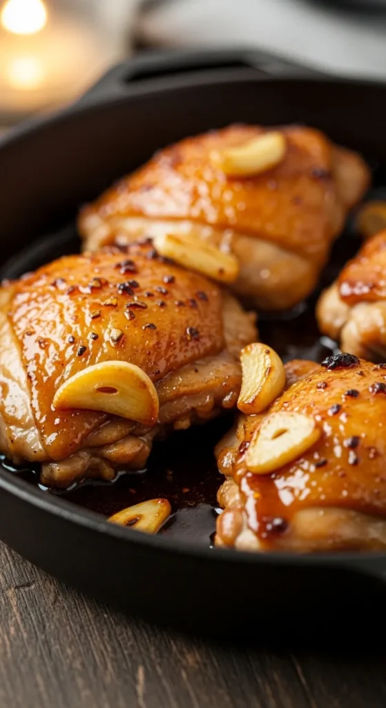 Sticky Garlic Honey Chicken Thighs