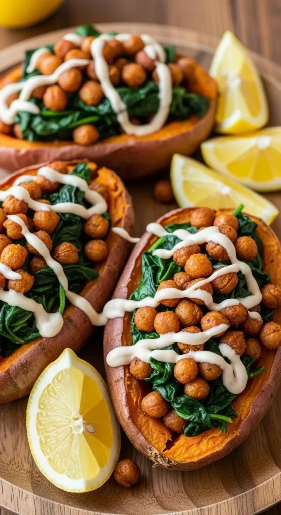 Stuffed Sweet Potatoes with Chickpeas