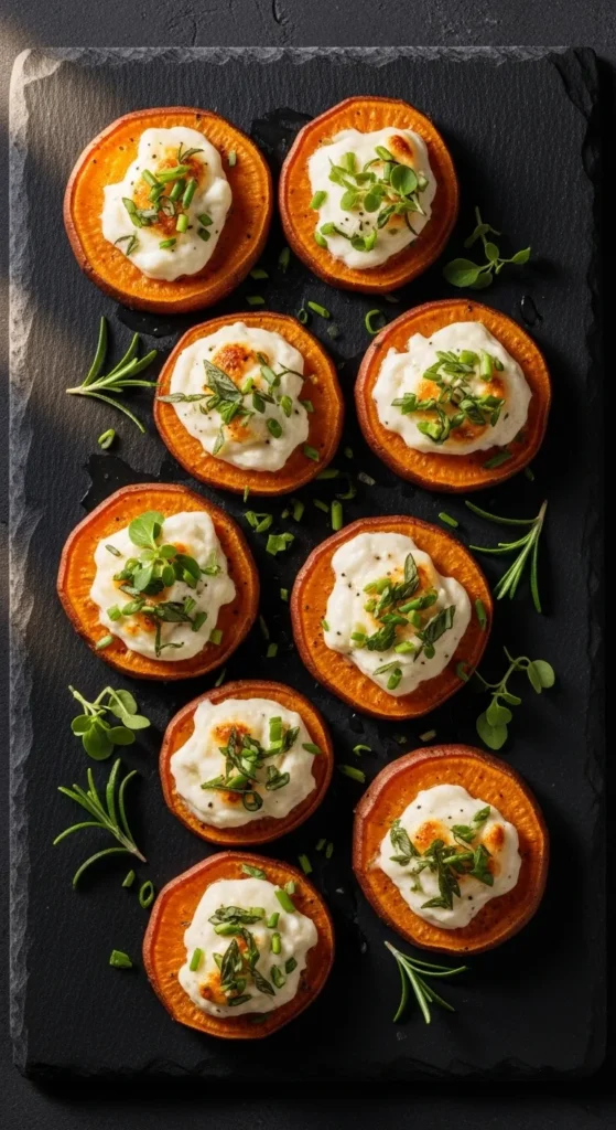  Sweet Potato Rounds with Goat Cheese