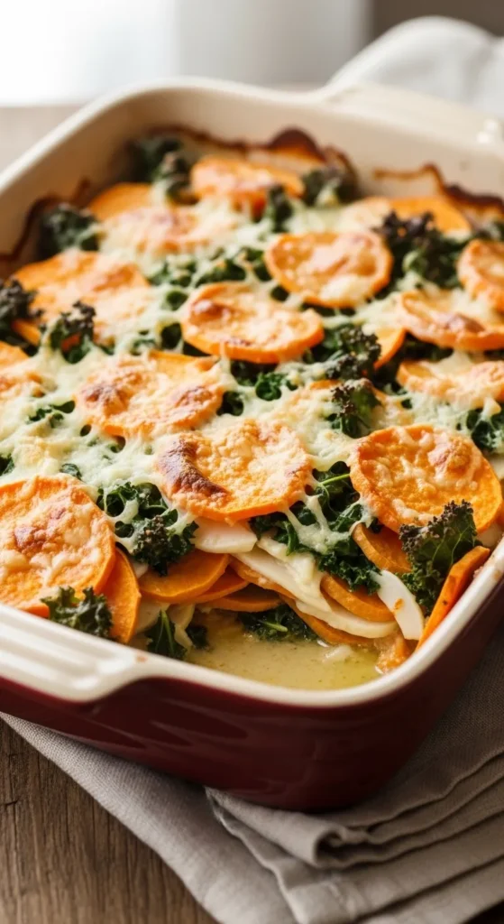 Sweet Potato and Kale Gratin