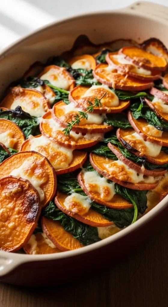 Sweet Potato and Spinach Gratin