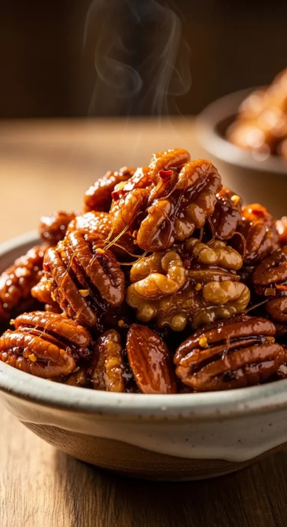 Sweet and Spicy Glazed Nuts