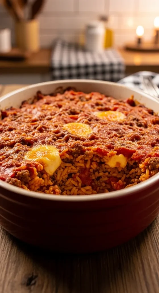 Tomato Rice Beef Bake