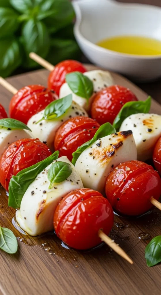 Warm Tomato and Mozzarella Skewers